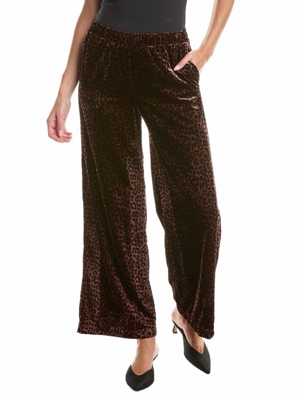 NWT Johnny Was Wide Leg Velvet Pant Misty Leopard Brown Sz XL
